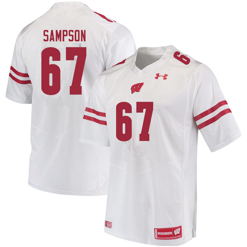 Men #67 Cormac Sampson Wisconsin Badgers College Football Jerseys Sale-White